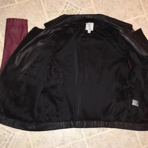 Halogen NORDSTROM BRAND Real Leather 2 color asymmetric zip jacket - Picture 5 of 8